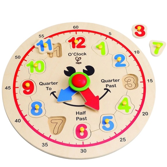 Hape Other - ⏰Hape⏰ Happy Hour Clock Kid's Wooden Time Learning Puzzle